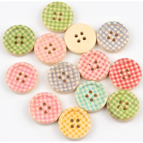 50pcs 20mm natural Color Round Plaid Pattern Wooden Buttons For Clothes Crafts Sewing Scrapbooking DIY Accessories