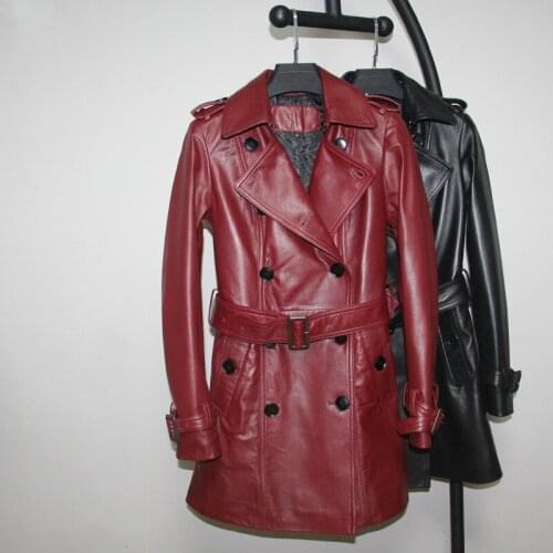 Genuine Leather Jacket Women Clothes Sheepskin Coat Long Windbreaker Leather Coat Female Chaqueta Cuero Mujer 2020 KJ6152