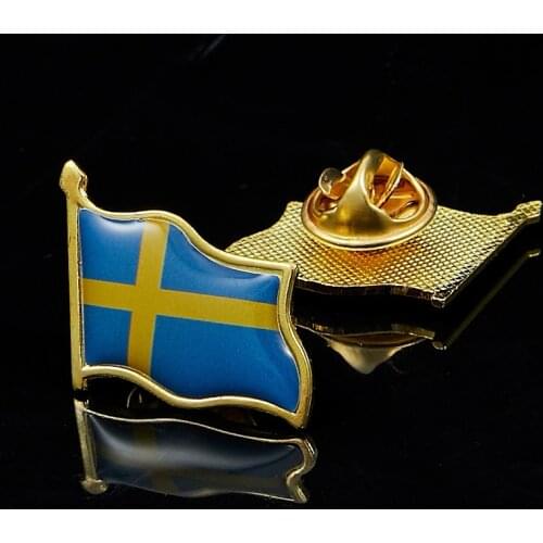 Sweden Waving Friendship Flag Metal Lapel Pin United Nations Badge Pin-Back Tie Badge