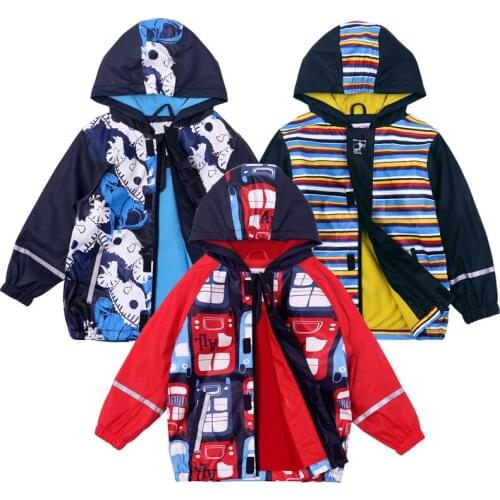 Boys Girls Rain Jackets Baby Boy Coat Kids Jackets PU Waterproof Windproof Jackets Fleece Toddler Jackets