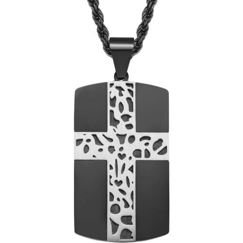 Original Men’s Cross Pendant Two-Color Streetwear Stainless Steel Necklace In Party 24 Inch