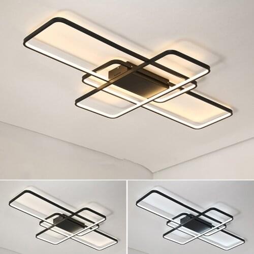 Rectangle Remote Controller Modern Led Ceiling Lights For Living Room Bedroom Home AC85-265V White/Black Ceiling Lamp Fixtures