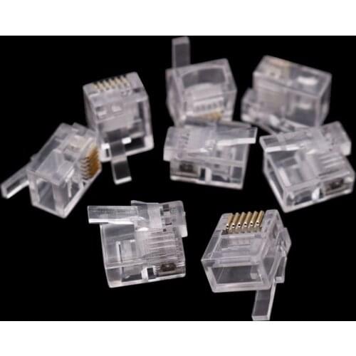50PCS RJ11 RJ12 Connector 6P6C Cable Plug Left Buckle Crystal Head Compatible with VEX Robotics