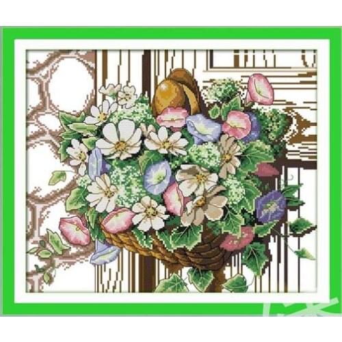 Needlework,11/14ct DIY Cross stitch,Sets For Full Embroidery kits,blooming daisy flower printed Pattern Cross-Stitch Gift