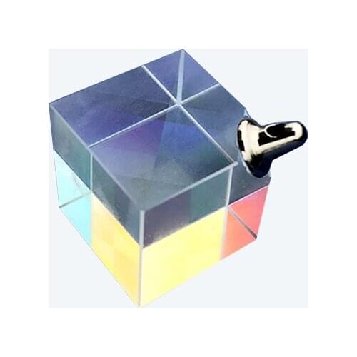 Glass Prism Pendant Necklace Rainbow 6-sided Light Cube Square Prisms Crystal Stud Earrings