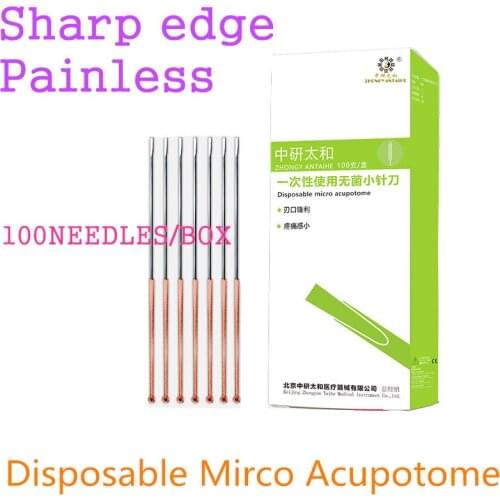 100Pcs/box Super Sharp Knife Acupuncture Needles Ring Copper Handle Sterile Small Knife Needles Acupotomology