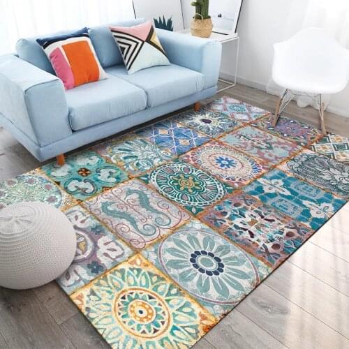Retro Vintage Carpet Persian Carpet Living Room Bedroom Mat Anti-slip Area Carpet Absorbent Boho Carpet