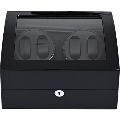 High-grade Black Paint Automatic Mechanical Watch Shaker Pu4+6 Automatic Winding Motor Box Shaker with Lock