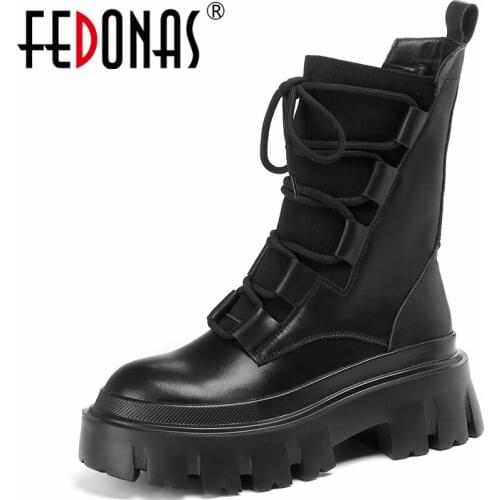 FEDONAS Fashion Narrow Band Women Ankle Boots Platforms Genuine Leather Autumn Winter Casual Working Shoes Woman New Arrival