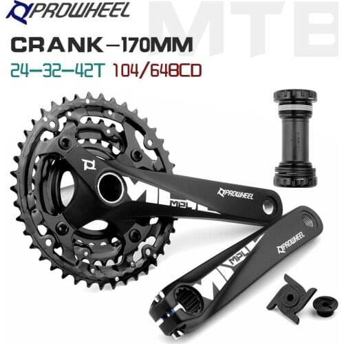 Prowheel-Mountain Bike Crank Set 104BCD-64BCD Crank Set 24T-32T-42T Sprocket 170mm Crank Center Shaft 140mm Bicycle Accessories