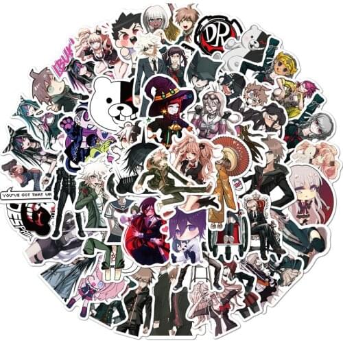 10/50Pcs/set Danganronpa Anime Stickers Metal Decal Sticker For Laptop Phone Car Book Desk DIY Stiker Toy