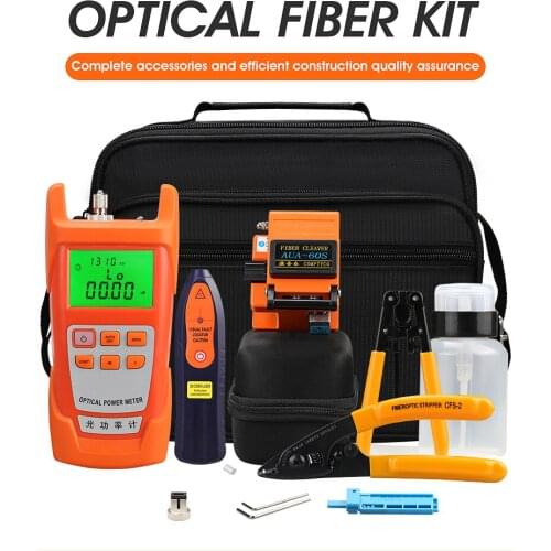 13pcs/set FTTH Fiber Optic Tool Kit with Fiber Cleaver -70~+10dBm Optical Power Meter Visual Fault Locator 5km