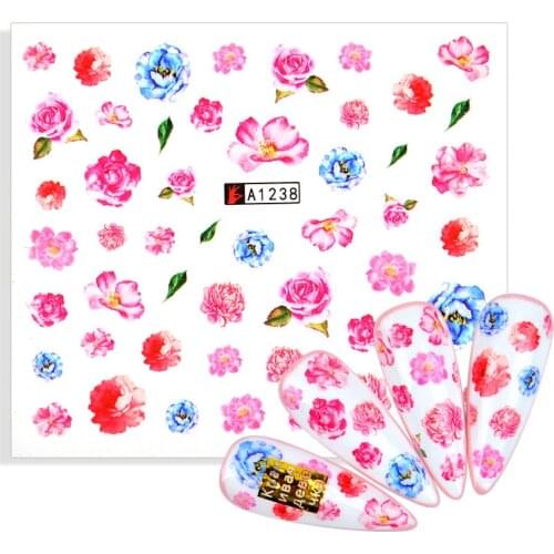 2021 New Arrivals Charms Flowers Leaf Nail Stickers Watercolor Nail Art Decals Sliders Manicure Decorations Foils Tattoo