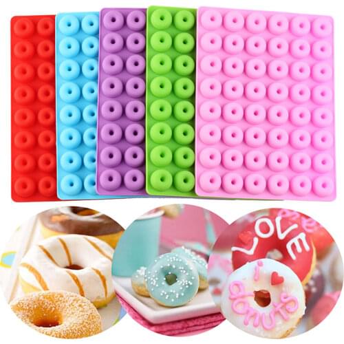 48 Cavity Donuts Shape with 1 Droppers Silicone Mold Gummy Candy Chocolate Mold Ice Cube Tray Jelly Molds Cake Decorating Tools