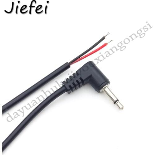 50-200Pcs Right angle 90 degrees 3.5mm Mono Headset male Plug with cable 2 pole 3.5 mm Audio Jack Adapter Connector 25cm 20AWG