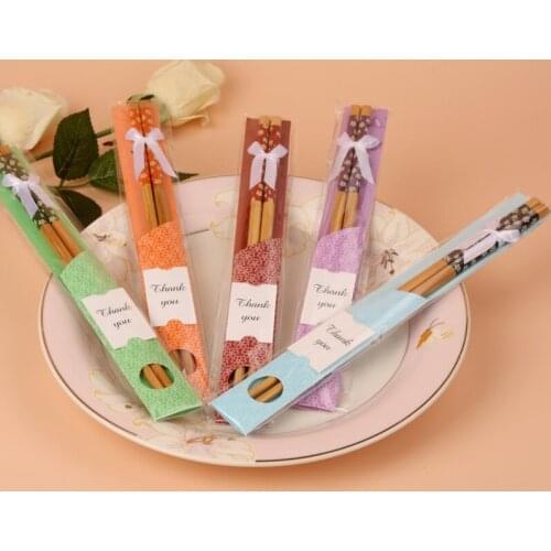 500pairs China "East Meet West" Natural Bamboo Chopsticks Tableware Wedding Favor Gift Souvenirs Free Shipping dse23