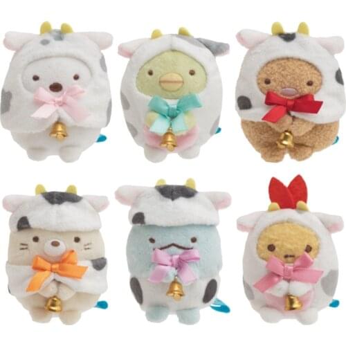 6Pcs/Set 9cm Sumikko Gurashi Ox Year Series Plush Stuffed Toys Doll Sumikkogurashi Plush Toys Lovely Girls Toys For Children