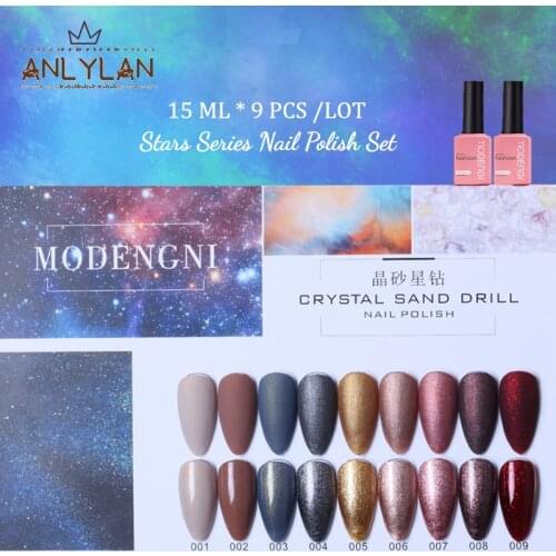 Anlylan9 Color Acrylic Nail Kit Nail Polish Soak off UV LED Lacquer Vernish Set Semi Permanent Nail Gel Set Color Gel Set 15ML
