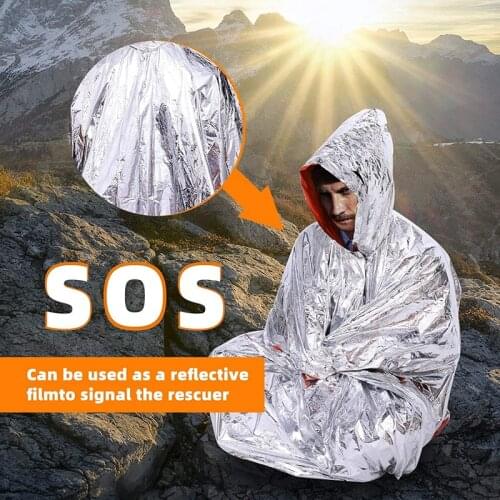 Emergency Blanket Poncho, 39.3x53inch Thermal Mylar Space Blanket Rain Ponchos Survival Gear and Equipment for Outdoor Activity
