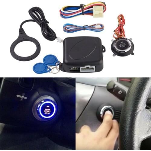 Keyless Entry Start Stop Ignition Starter System, Car Engine Push Start Button with RFID Induction Car Alarm