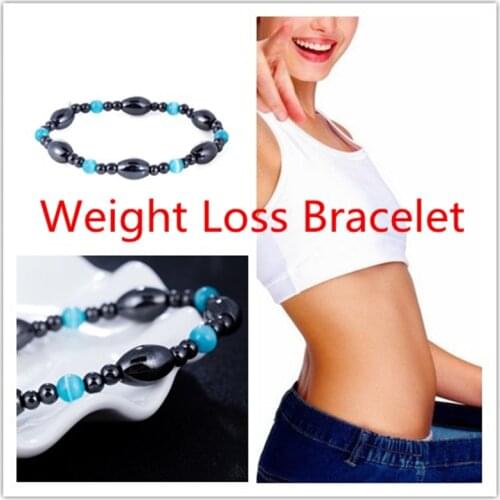 Dankaishi Biomagnetism Nature Magnetic Therapy Black Stone Blue Cat Eye Beaded Bracelet Handmade Health Care Weight Loss Bracele