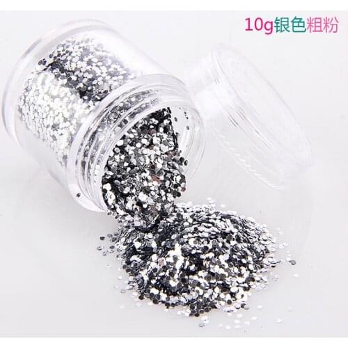 10ml/box Silver 1MM Hexagon Sprinkles Mixed Size DIY Glitter for Nail Decoration & Paper Craft Glitter Supplier,#JJKL211444