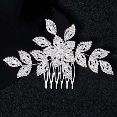 Leaf Side Hair Comb Alloy Hairpins Clips Hair Ornament Ancient Style Bridal Hair Piece Hair Accessories for Women and Girls BH