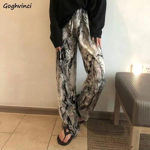 Fashion Pants Women Summer Tie Dye Leisure Stretchy Harajuku All-match BF High Waist Streetwear Female Trousers Wide Leg Vintage