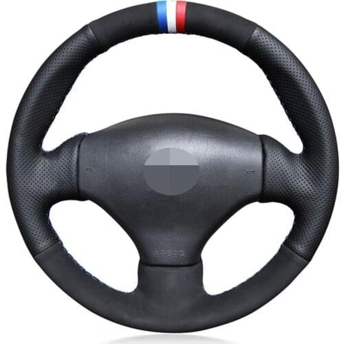 Car Steering Wheel Cover Soft Black Genuine Leather Suede Car Steering Wheel Covers For Peugeot 206 1998-2005 206 SW 206