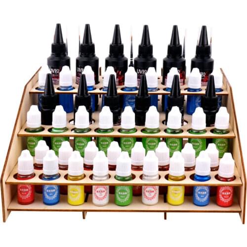 Wooden Paint Rack DIY Epoxy Tools Storage Box Organizer Holder 64 Pots