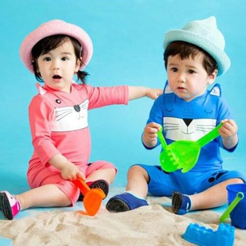 Childrens swimsuit girls one piece long sleeve sunscreen baby 1-8 childrens boy Korean baby cute beach Swimsuit Cover