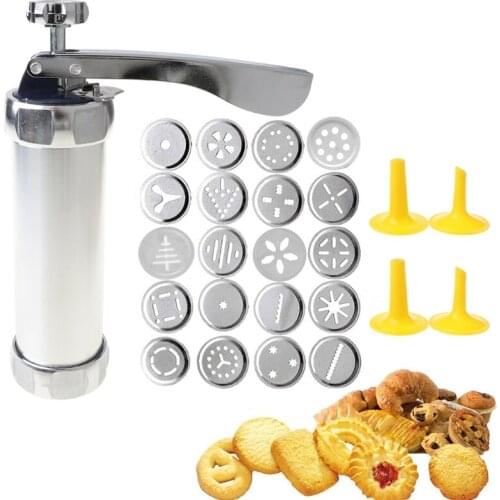 Cookie Press,Cookie Press Gun Kit, DIY Biscuit maker and Churro Maker with 20 Decorative Stencil Discs and 4 Icing Tips