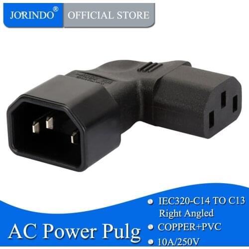 JORINDO IEC320 C14 TO C13, Right Bend Power Adapter IEC320 C13 To C14 Right Bend Connector Male ToFemale Chassis Conversion Plug