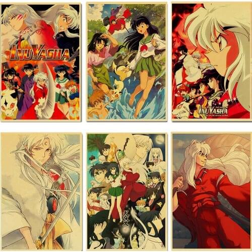 Classic Anime Inuyasha Series Retro Posters Art Movie Painting Kraft Paper Prints Home/ Room/Bar Decor Wall Stickers