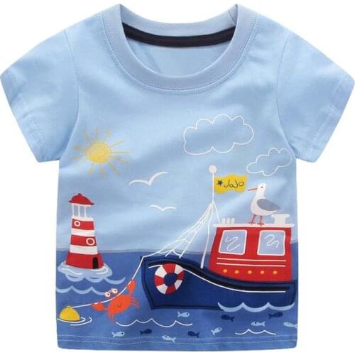 Summer Boys T-shirt Amimal Car Printed Short Sleeve Cotton Kids' Top Baby Bottoms Childrens Clothes Casual Fashion Tees