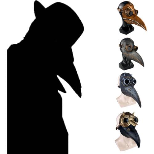 2020 Carnival Funny Medieval Steampunk Plague Doctor Bird Mask Latex Punk Cosplay Masks Beak Adult Halloween Event Cosplay Props