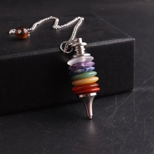 7 Chakra Pendule Divination Pendulum Natural Stone Meditation Reiki Healing Pendulo Pendant Pendulums for Radiesthesia