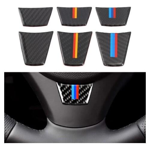 Carbon Fiber Steering Wheel Sticker M stripe Emblem 3D Car Sticker decFor bmw F10 F01 F07 5 series 7 series Germany Car Styling
