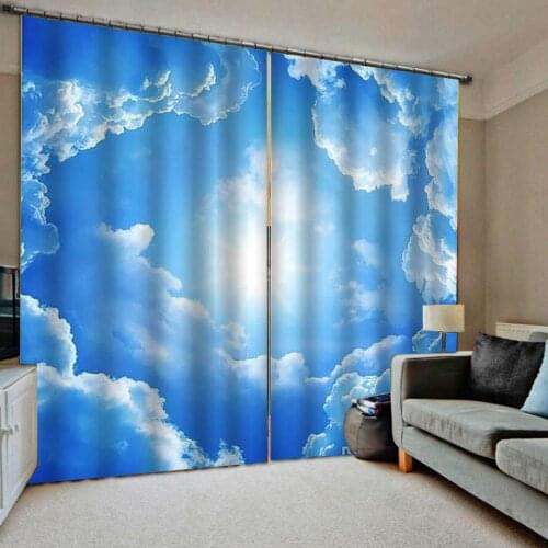 Blue sky cloud curtains Customized 3D Blackout Curtains Living Room Bedroom Hotel Window curtains Blackout curtain