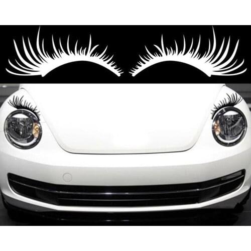 1 Pair 3D Charming Eyelashes car Sticker Fake Eye Lash Car Headlight Funny Decals Door Window Vinyl Waterproof Product 25x11CM