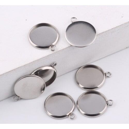 Reidgaller 20pcs 12mm cameo cabochon base setting diy stainless steel charms bezel trays for earrings crafts making