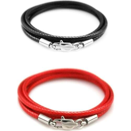 Red Black Coffee Color Leather Choker Necklace Jewelry Gfor Women Collier Femme Rope Chain Stainless Steel Clasp Jewelry Making