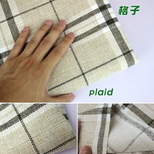 Plaid Coated Linen Fabric Sofa Cushion Fabirc DIY Craft Sewing Cloth Outdoor Linen Blend Fabric Upholstery 58" wide -Per yard