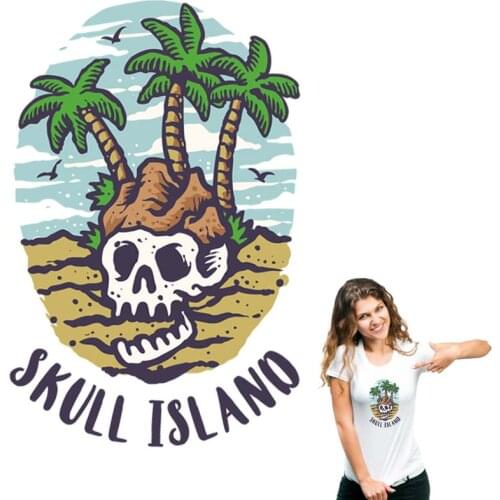 Cool Skulls Stickers Transfers Diy Washable Garment Heat Print On T-Shirt Dresses Sweater Parches Sticker On Clothes