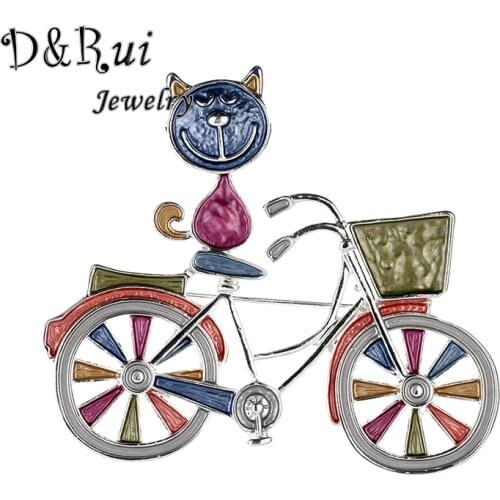 Colorful Enamel Animal Cat Brooch Funny Bike Shape Brooches Pins Womens Fashion Accessories Factory Direct Wholesale Alloy Pin