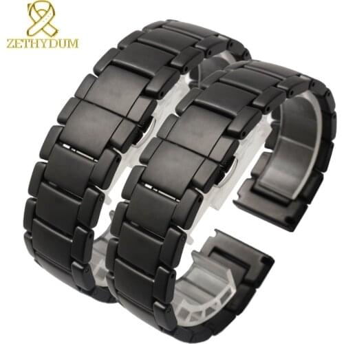 Matte Ceramic bracelet watchband 22mm Grind arenaceous watch strap white black Butterfly buckle band POLISHED belt not fade