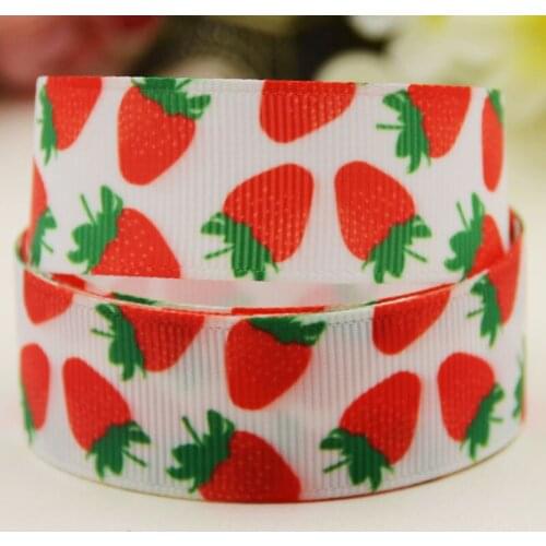 22mm 25mm 38mm 75mm Strawberry Cartoon pattern printed Grosgrain Ribbon party decoration 10 Yards X-04181
