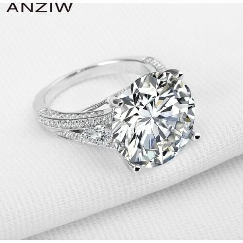 Luxury 13ct Wedding Ring Round Cut Sona Genuine 925 Solid Sterling Silver for Women Engagement кольца женское plata de ley 925