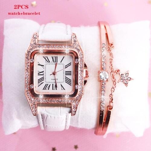 2020 Luxury Ladies Watch Square Diamond Womens Watches Fashion Casual Leather Strap Women Quartz Wrist Watch Female Clock