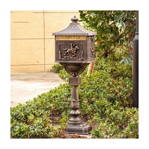 Luxury European retro creative newspaper box outdoor decoration cast aluminum postbox outdoor mailbox inbox